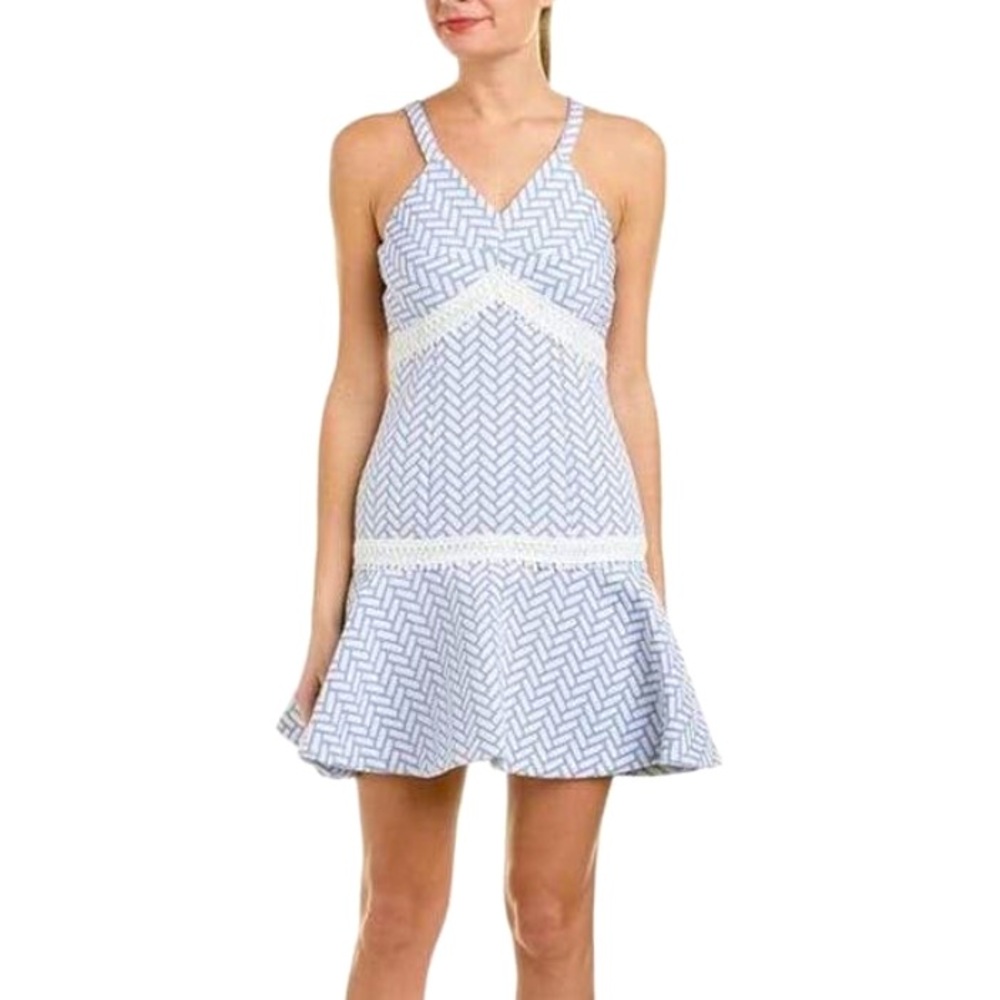 Anthropologie Light Blue and White Mini Dress